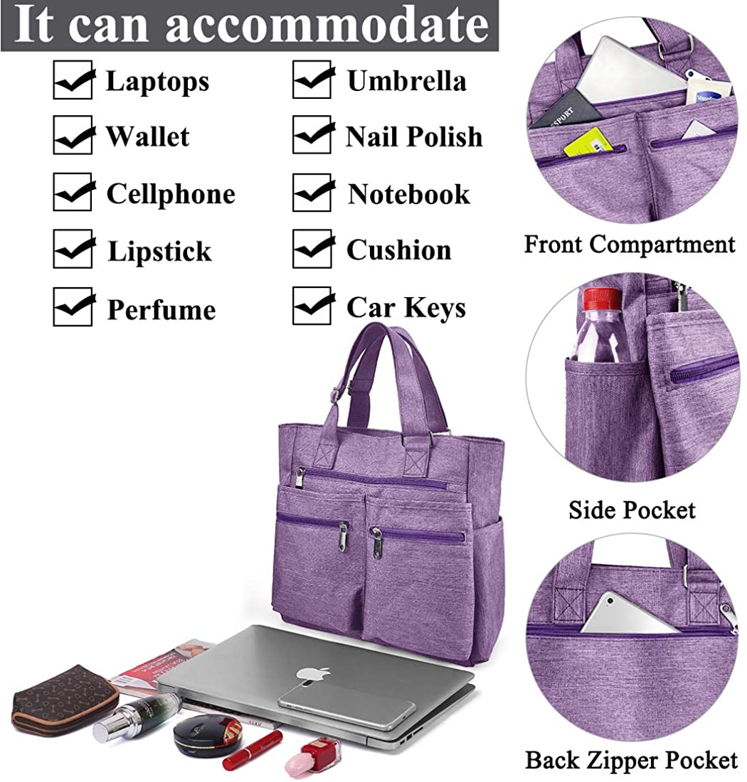 Canvas Tote Bag Waterproof Nylon Multi Pocket Shoulder Bags Laptop Work Bag Teacher Purse and Handbags for Women & Men
