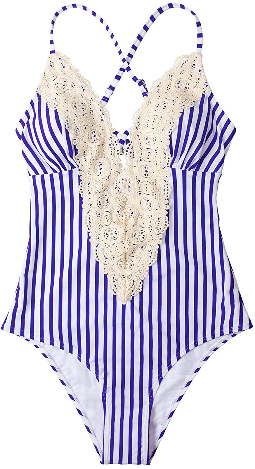 CUPSHE Fashion Women's Ladies Vintage Lace Bikini Sets Beach Swimwear Bathing Suit