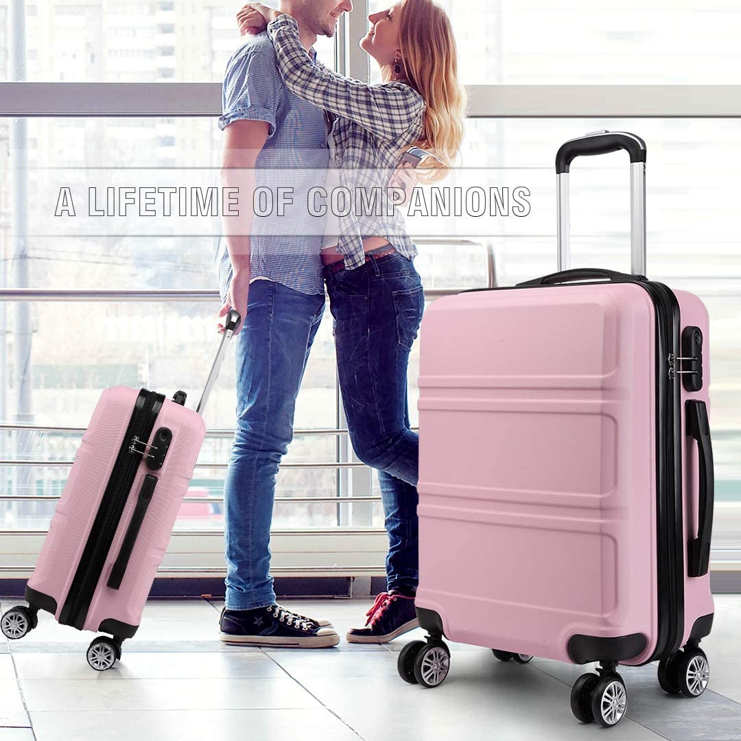 Kono 3 Pieces Luggage Set Hard Shell with Spinner Wheels Lightweight Rolling Suitcases Set with YKK Dual Zipper TSA Lock for Travel (Grey)