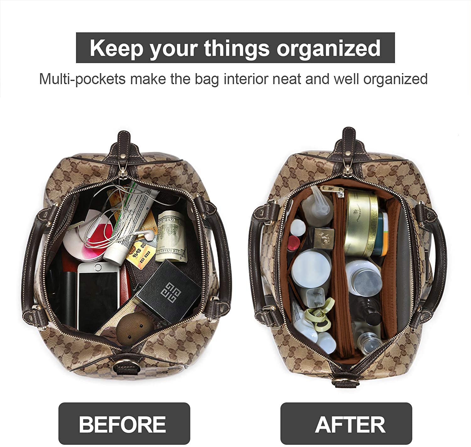 Purse Organizer Insert, Handbag & Tote Organizer, Bag in Bag, Perfect for Speedy Neverfull and More
