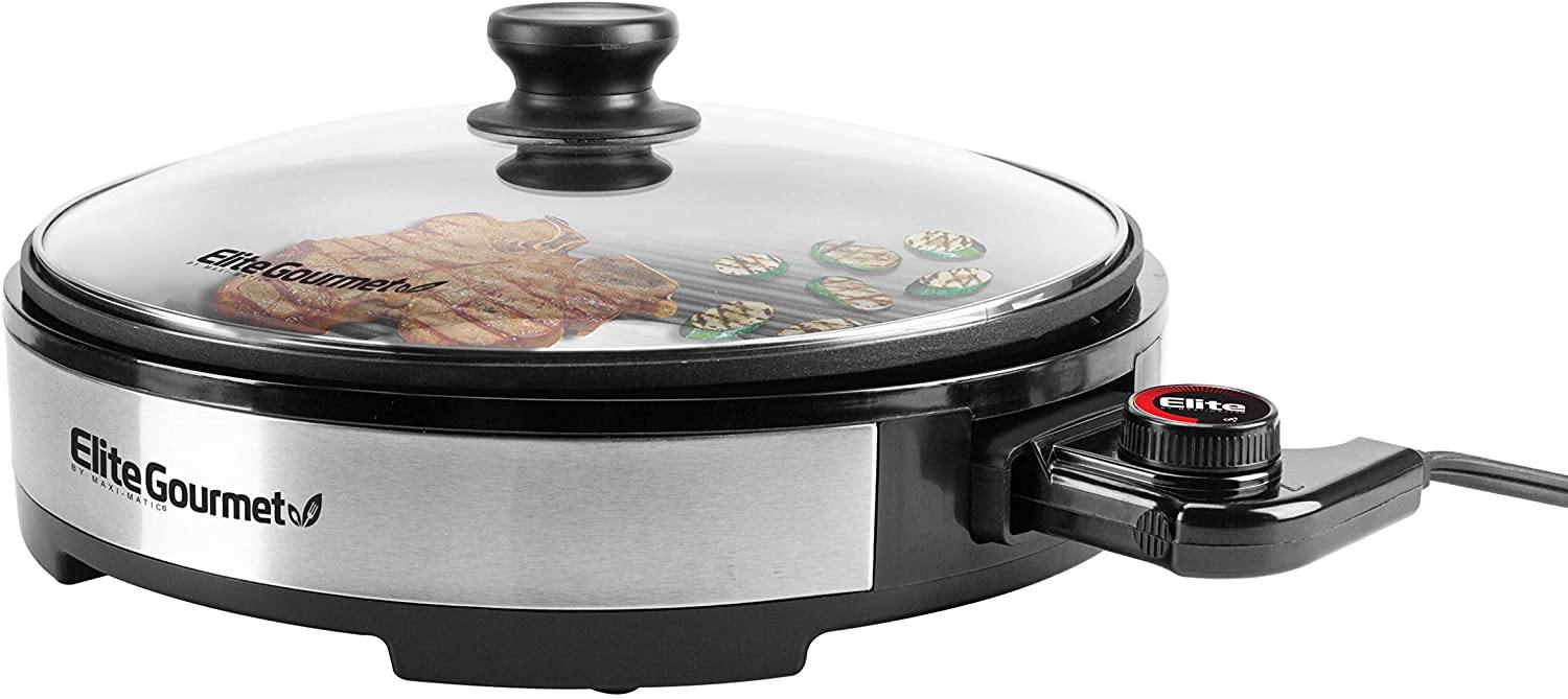 Elite Gourmet Smokeless Indoor Electric BBQ Grill with Glass Lid Dishwasher Safe - JOY2ESpree