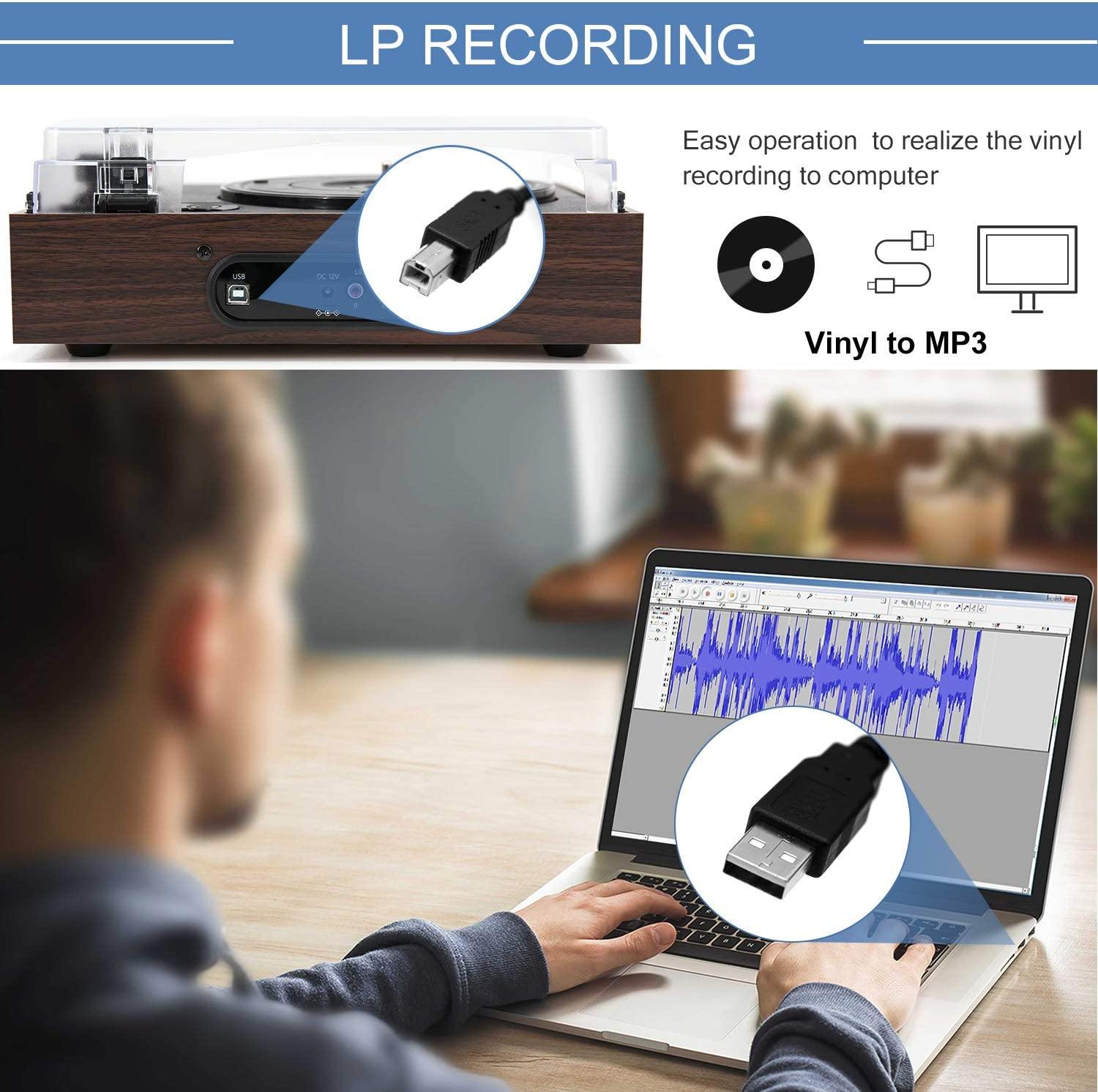 LP&No.1 Bluetooth Record Player with USB Play and Recording - JOY2ESpree