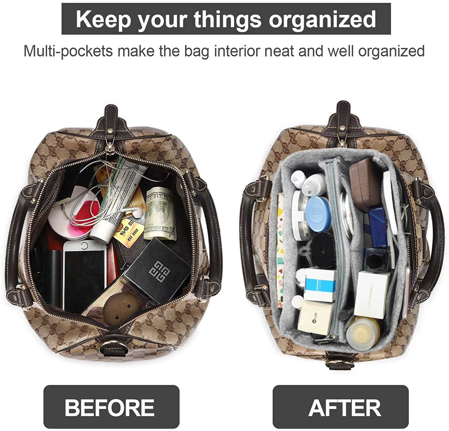 Purse Organizer Insert, Handbag & Tote Organizer, Bag in Bag, Perfect for Speedy Neverfull and More