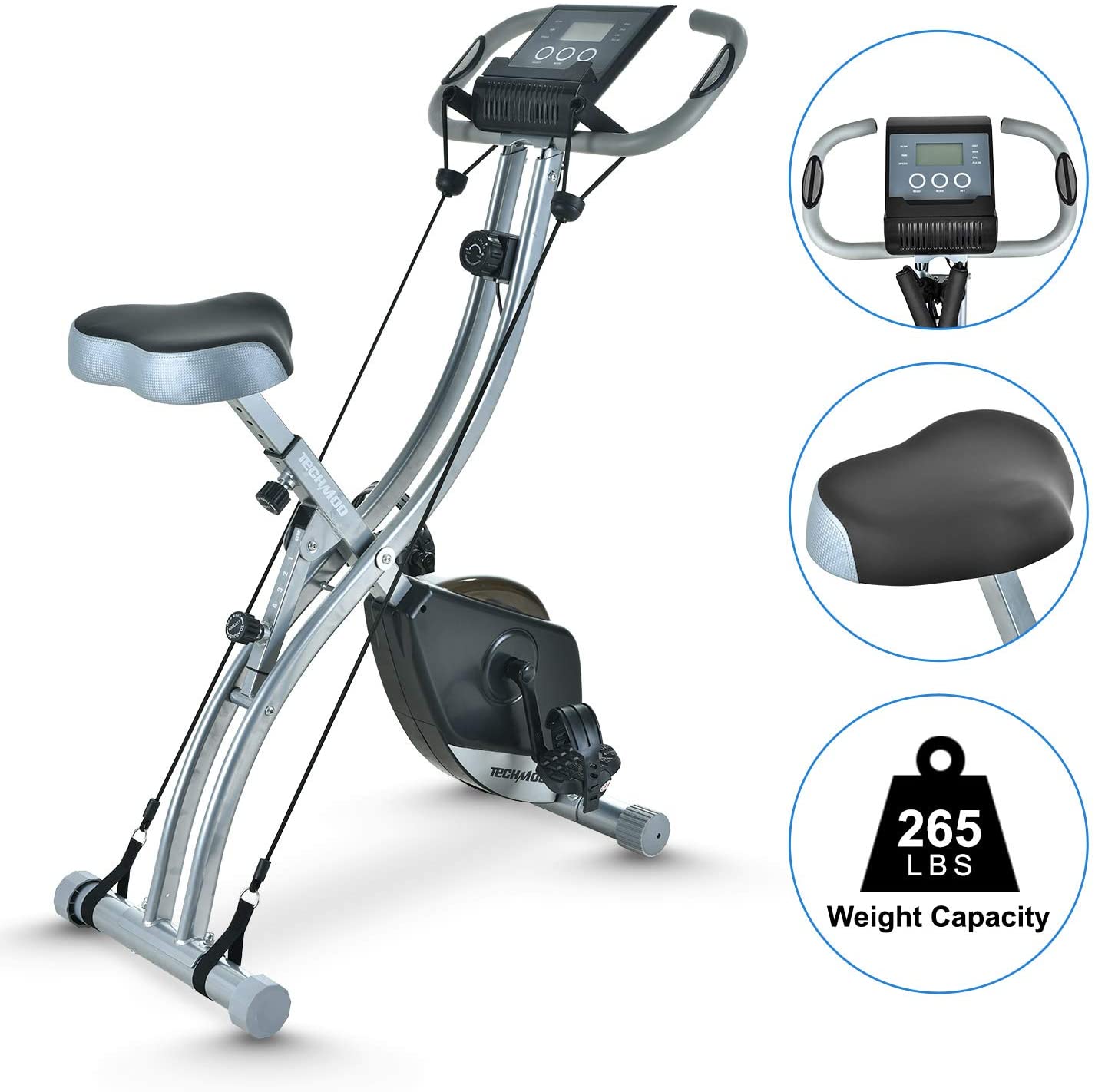 TECHMOO Folding Magnetic X Exercise Bike Portable Upright Recumbent 2 in 1 Stationary Bike - JOY2ESpree