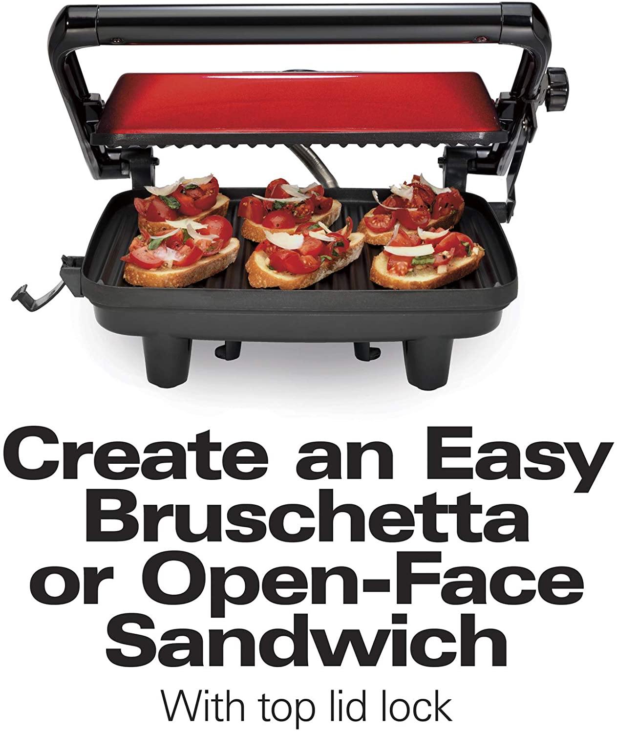 Hamilton Beach Panini Press, Sandwich Maker & Electric Indoor Grill, Upright Storage, Nonstick Easy Clean Grids, Stainless Steel (25410) - JOY2ESpree