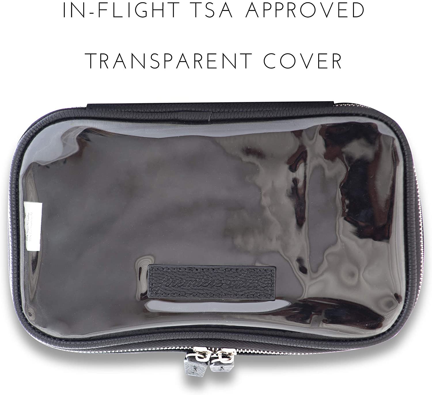 Vegan Leather Clear Makeup Bag - Toiletry Bags for Traveling - Cosmetic Bag