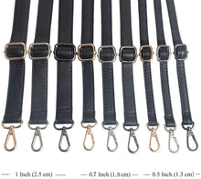 
                        
                          Load image into Gallery viewer, Beaulegan Purse Strap Replacement - Full Grain Microfiber Leather - 59 Inch Long Adjustable for Crossbody Shoulder Bag - 1 Inch Wide, Black/Gold
                        
                      