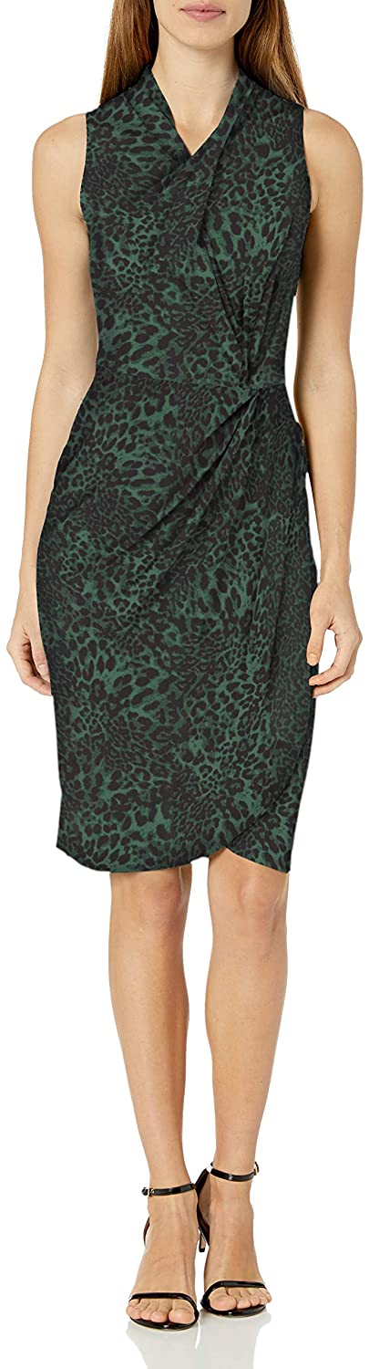 Amazon Brand - Lark & Ro Women's Sleeveless Crossover Twist Neck Faux Wrap Dress