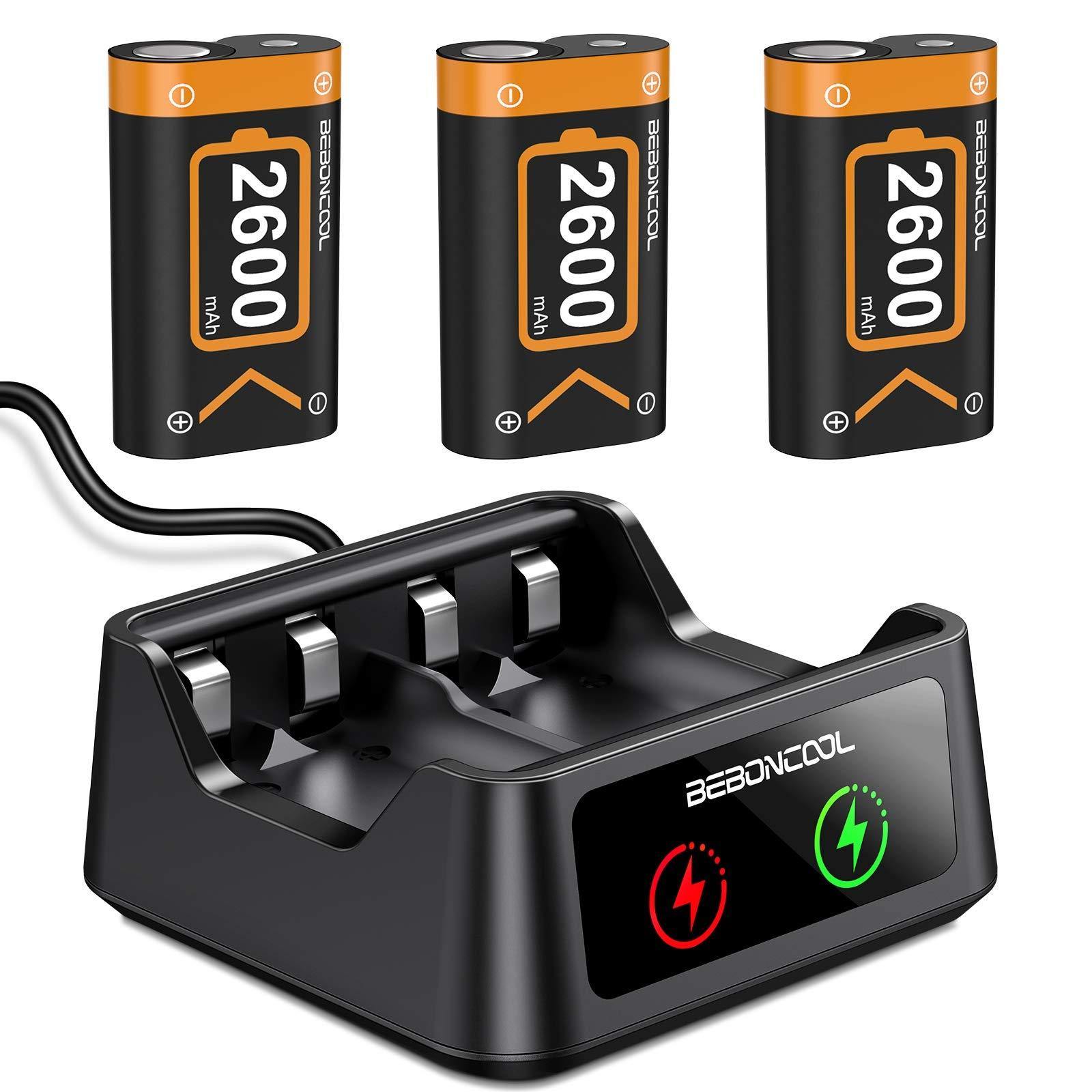 BEBONCOOL Charger Kit for Xbox One Controller Battery Pack, 3x2600mAh Rechargeable Battery Packs Charging Station Kit - JOY2ESpree