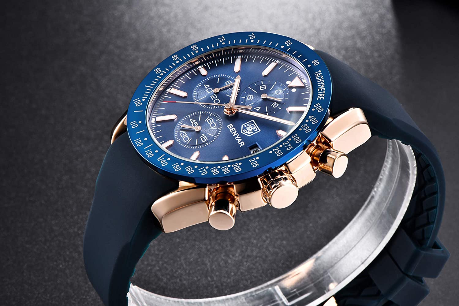 BENYAR Chronograph Mens Watch Quartz Movement 30M Waterproof | Leather Watch Strap