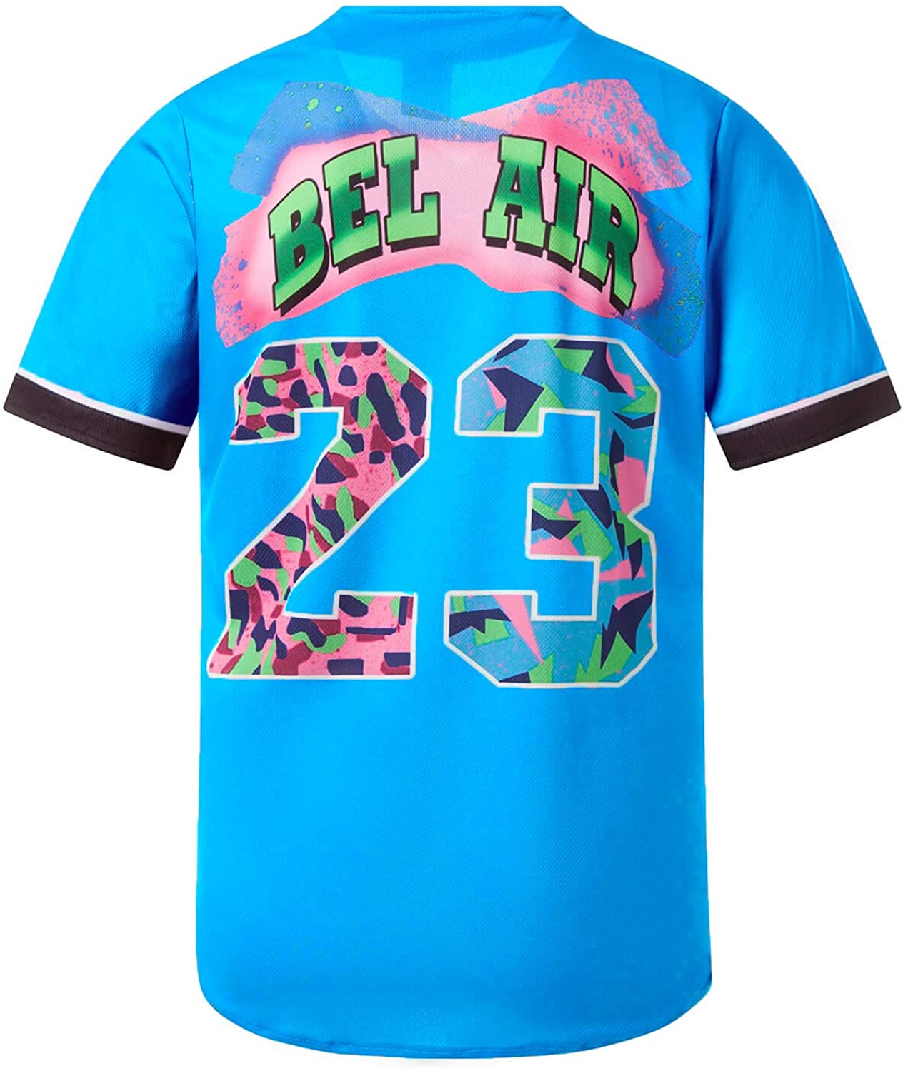 MOLPE 90s Hip Hop Clothing for Men and Women, Unisex Bel Air 23 Baseball Jersey, Mens Printed Urban Shirts for Party