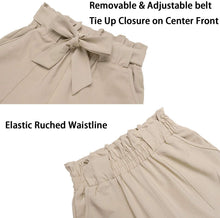 
                        
                          Load image into Gallery viewer, Freeprance Women's Pants Casual Trouser Paper Bag Pants Elastic Waist Slim Pockets
                        
                      