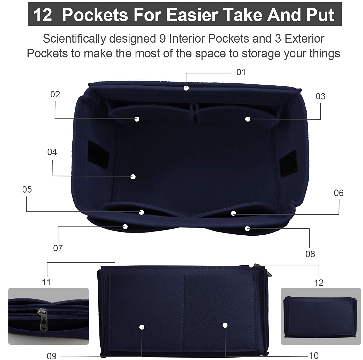 Purse Organizer Insert, Handbag & Tote Organizer, Bag in Bag, Perfect for Speedy Neverfull and More