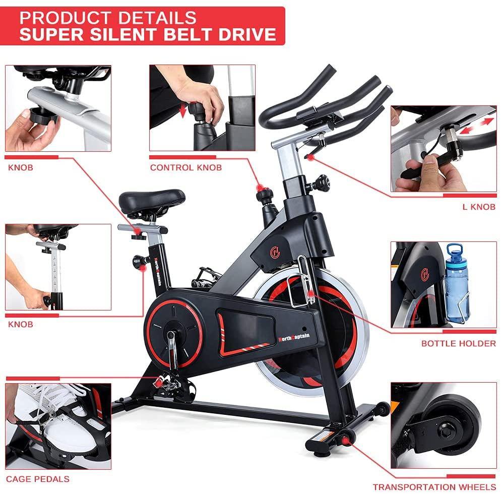 NORTHCAPTAIN Exercise Bikes Magnetic Resistance Indoor Cycling Stationary Bike with LCD Monitor - JOY2ESpree