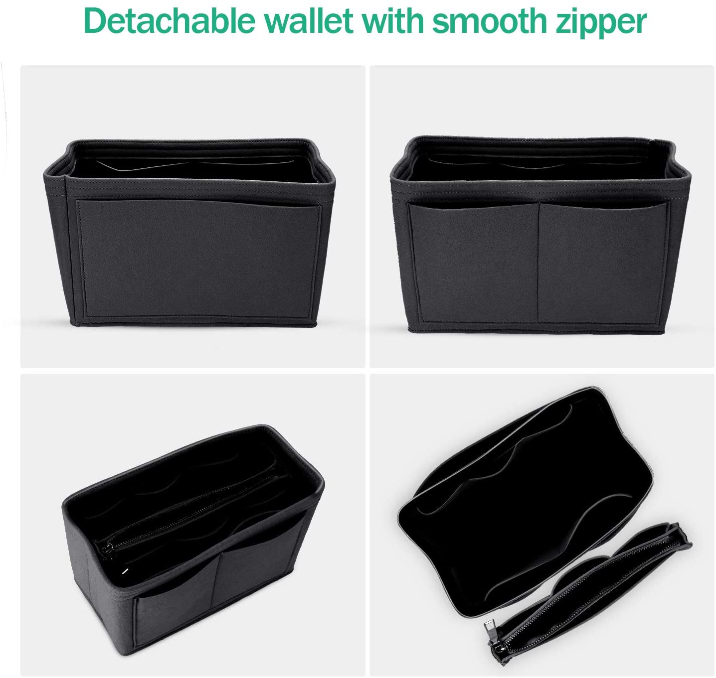 MA STRAP Purse Organizer with Detachable Zipper Pouch Multipurpose Felt Insert Bag Fit Speedy Neverfull Longchamp Tote