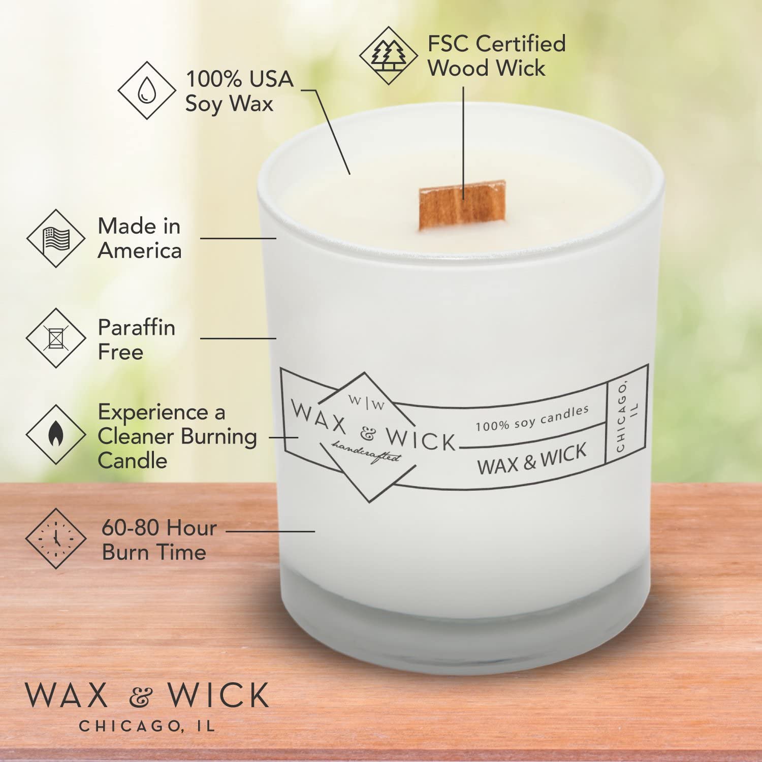 Scented Soy Candle: 100% Pure Soy Wax with Wood Double Wick
