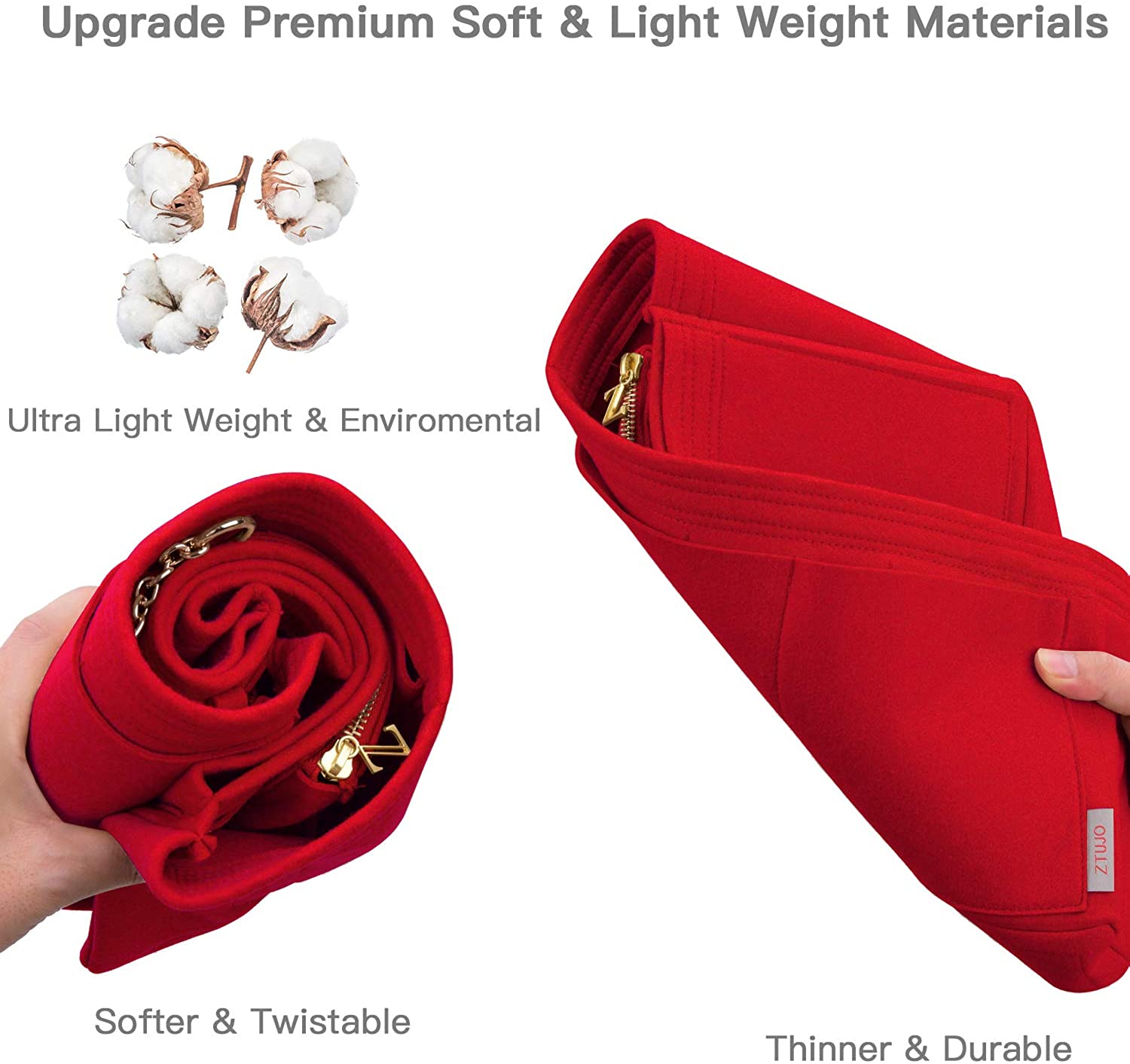 High End Purse Organizer insert, Bag Organizer with YKK zipper, Fit LV Speedy, Neverfull,Tote.5 Sizes