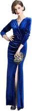 
                        
                          Load image into Gallery viewer, Ababalaya Long Sleeve Wrap Velvet Long Formal Dresses Cocktail Dress
                        
                      