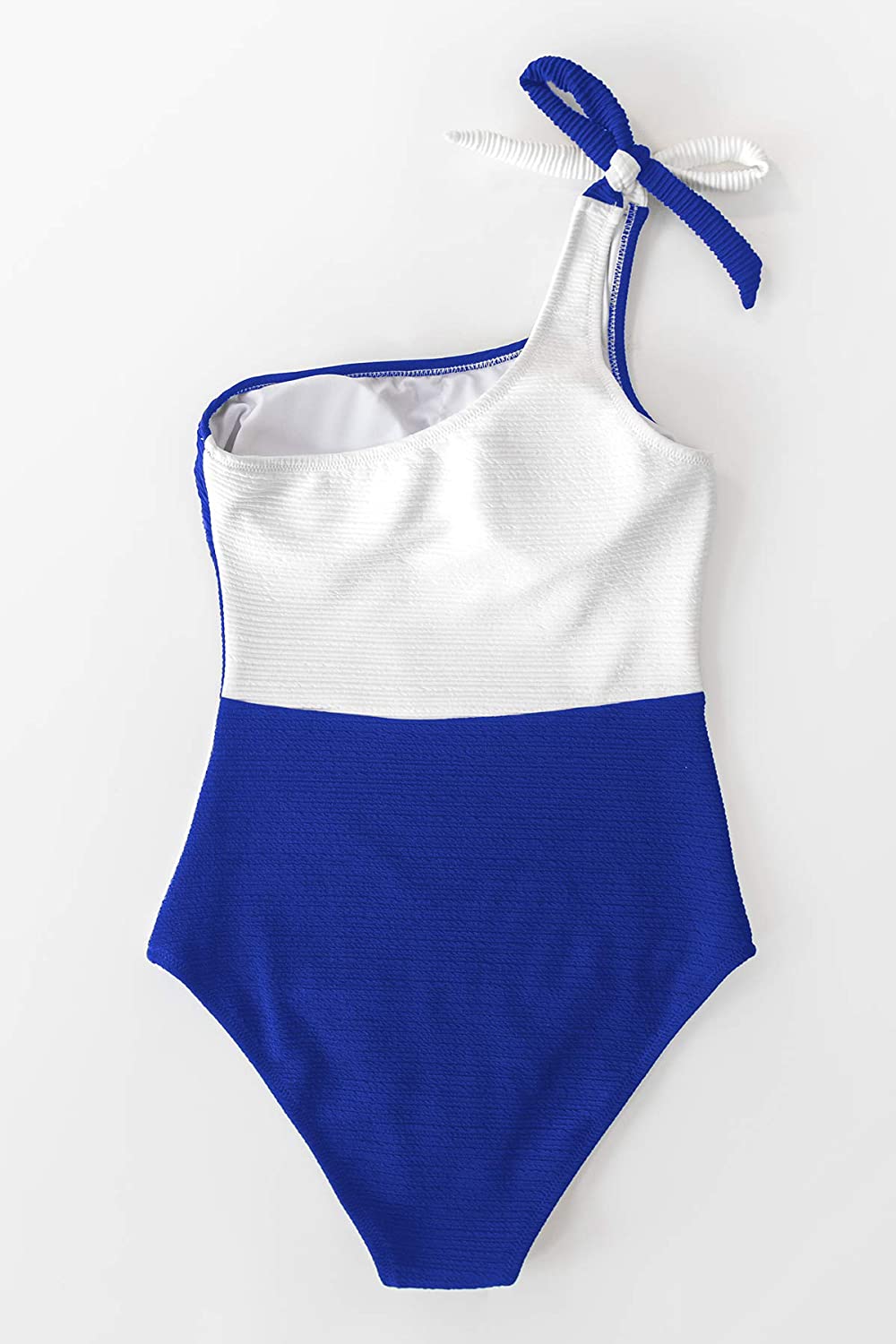 CUPSHE Women's One Piece Swimsuit Color Block One Shoulder Bowknot Bathing Suit