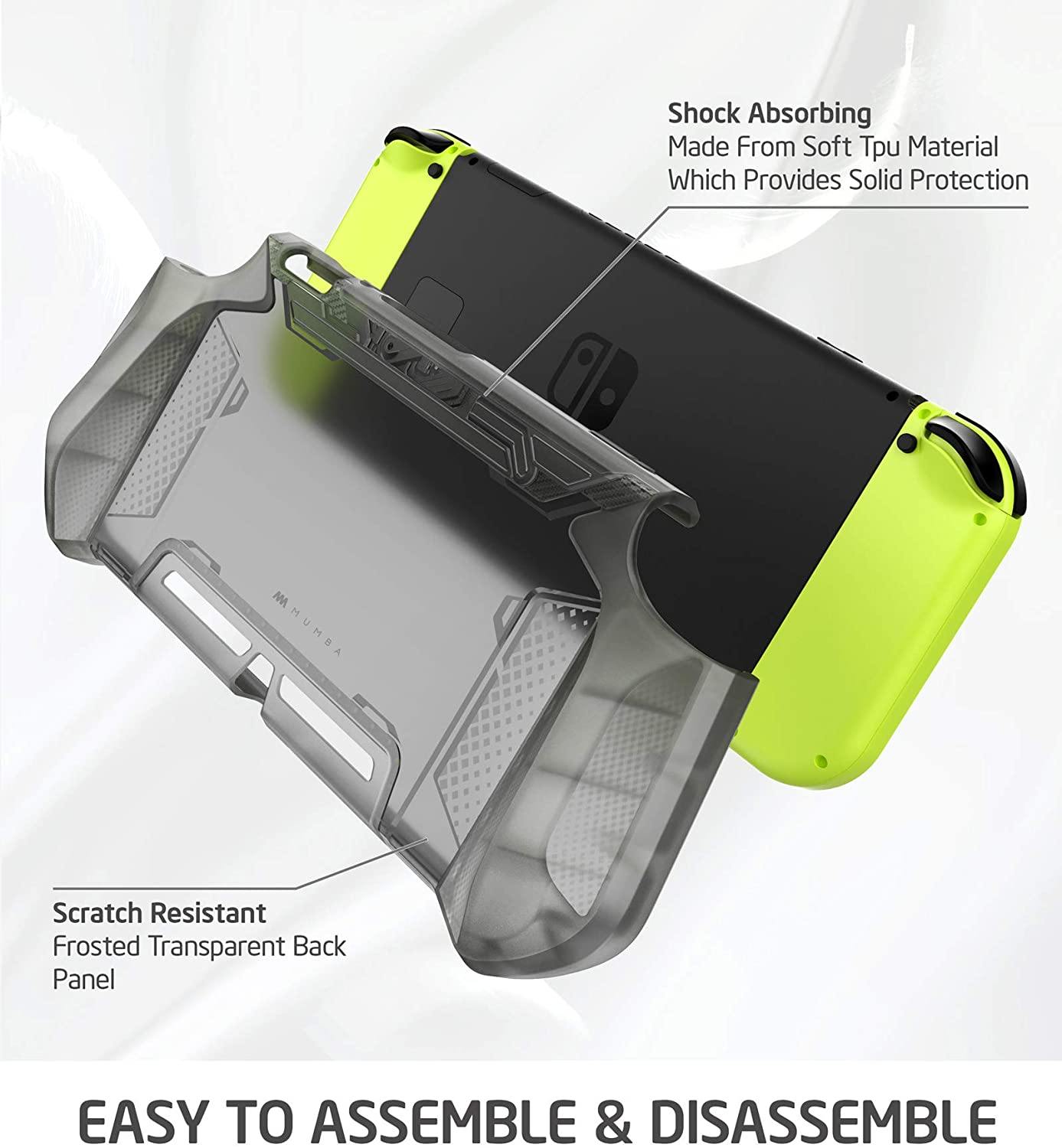Mumba Dockable Case Compatible for Nintendo Switch, [Blade Series] TPU Grip Protective Cover Case with Ergonomic Design and Comfort Grip (Clear) - JOY2ESpree