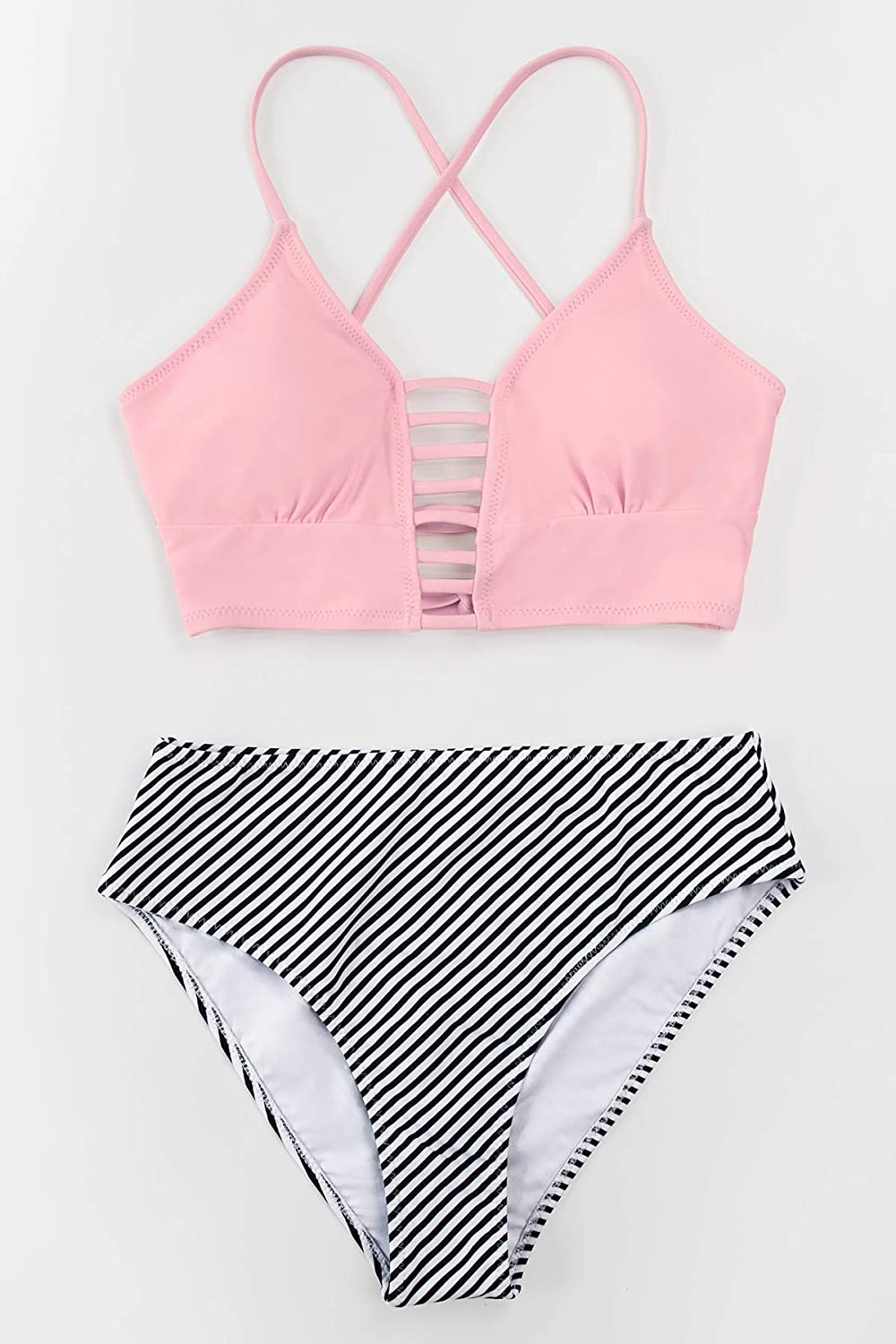 CUPSHE Women’s Bikini Swimsuit Floral Print Lace Up Strappy Two Piece Bathing Suit