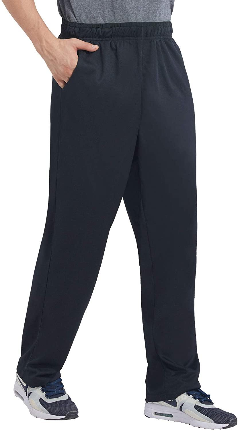 Duuluup Mens Jogger Sweatpants with Pockets Open Bottom Elastic Waist Workout Pants for Training Track Running - JOY2ESpree