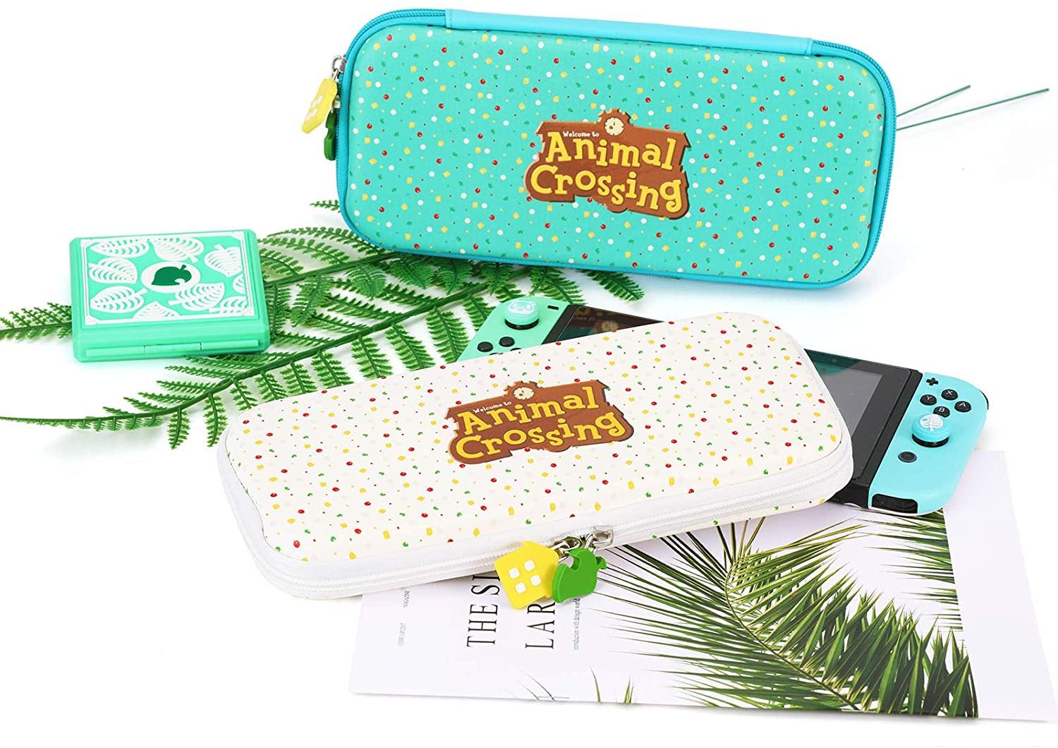 Carrying Case for Nintendo Switch - Cute Animal Crossing Portable Slim Travel Bag fit Switch Console & Game Accessories (White) - JOY2ESpree