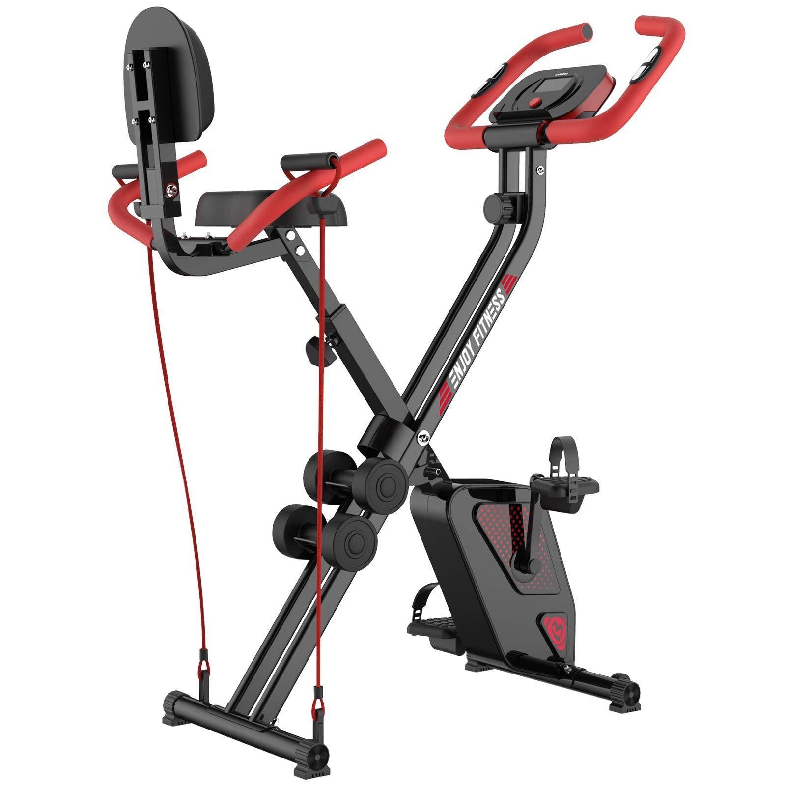 pooboo Folding Exercise Bike Indoor Cycling Bike Magnetic Upright Bike Stationary Bike - JOY2ESpree