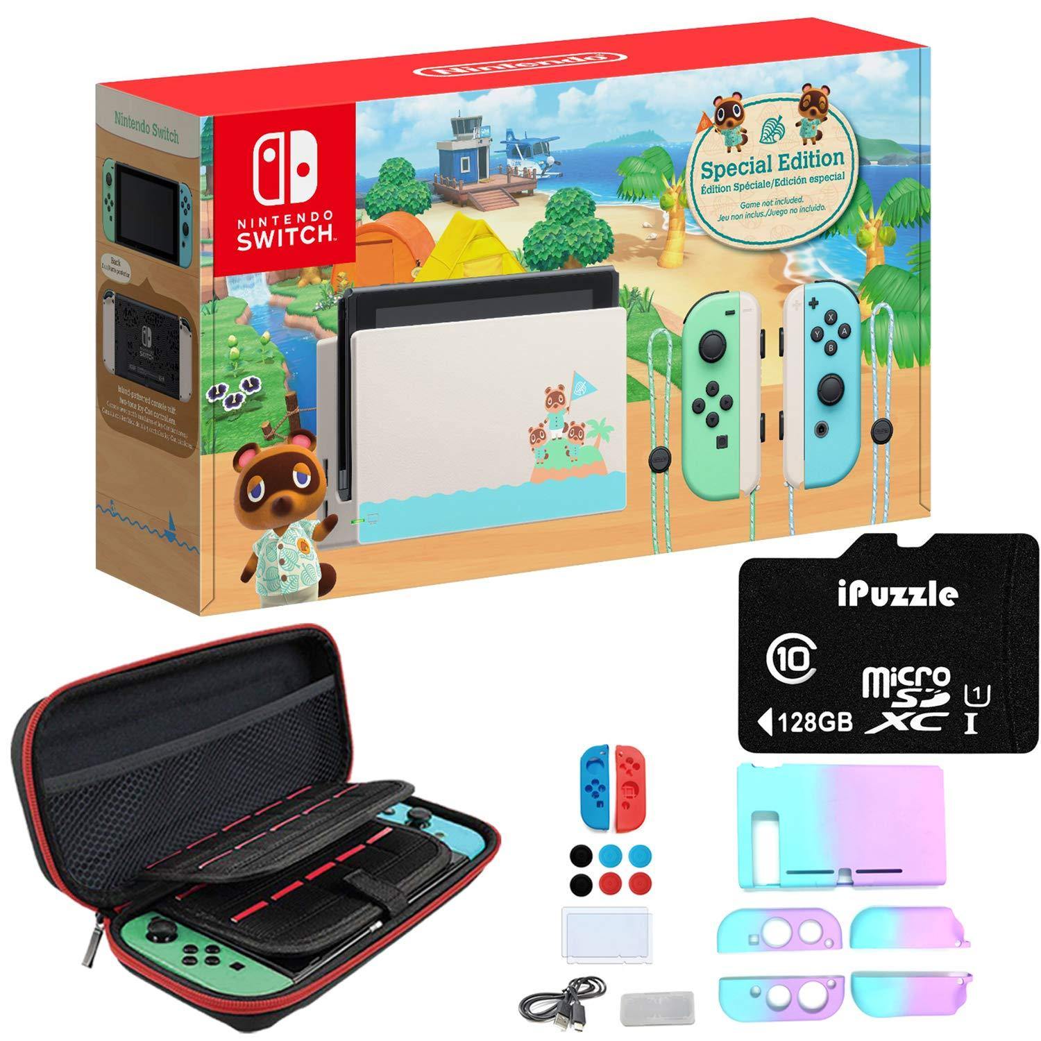 Newest Nintendo Switch Animal Crossing: New Horizons Edition with Green and Blue Joy-Con - 6.2" Touchscreen Display - JOY2ESpree