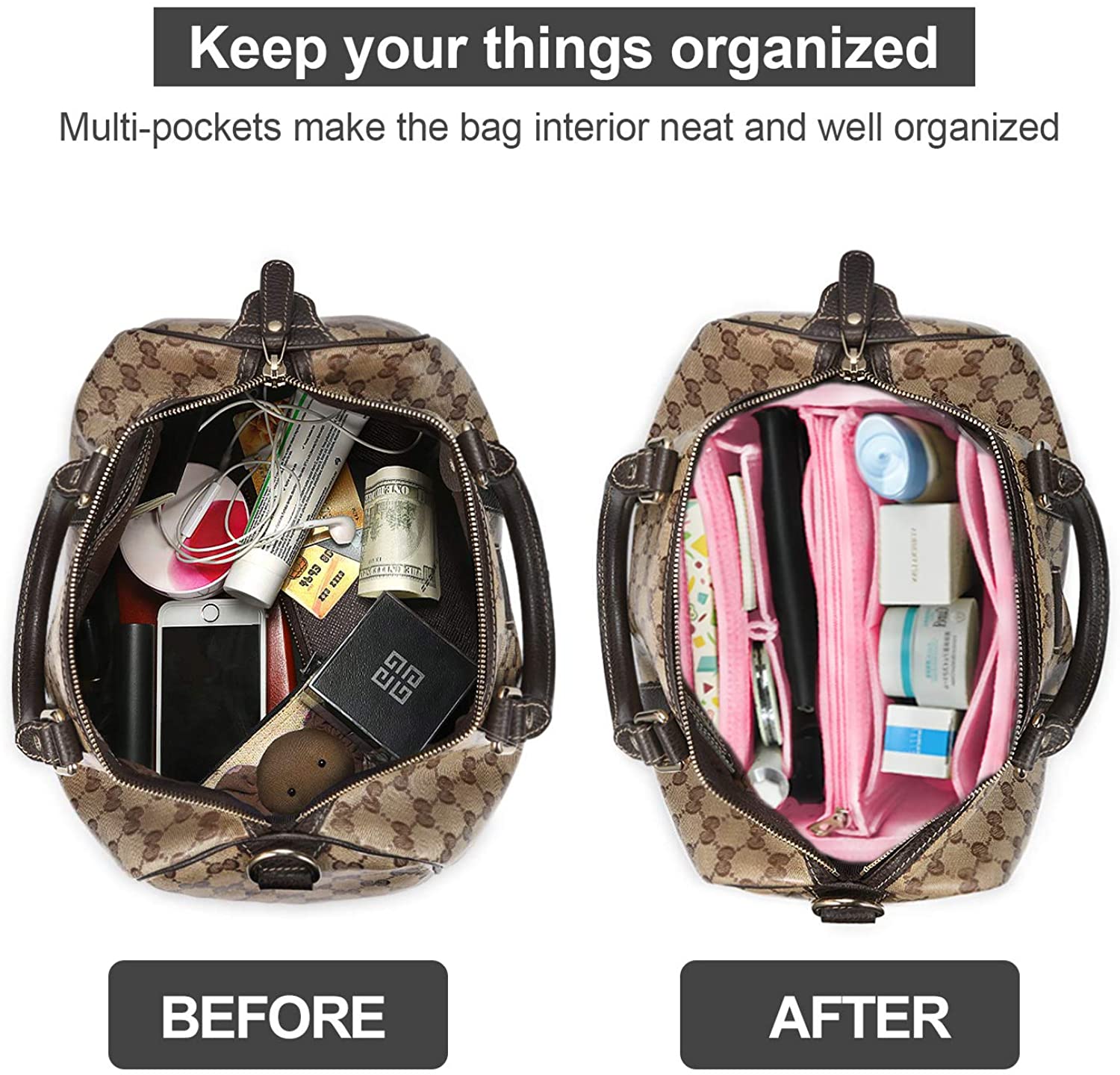 Purse Organizer Insert, Handbag & Tote Organizer, Bag in Bag, Perfect for Speedy Neverfull and More