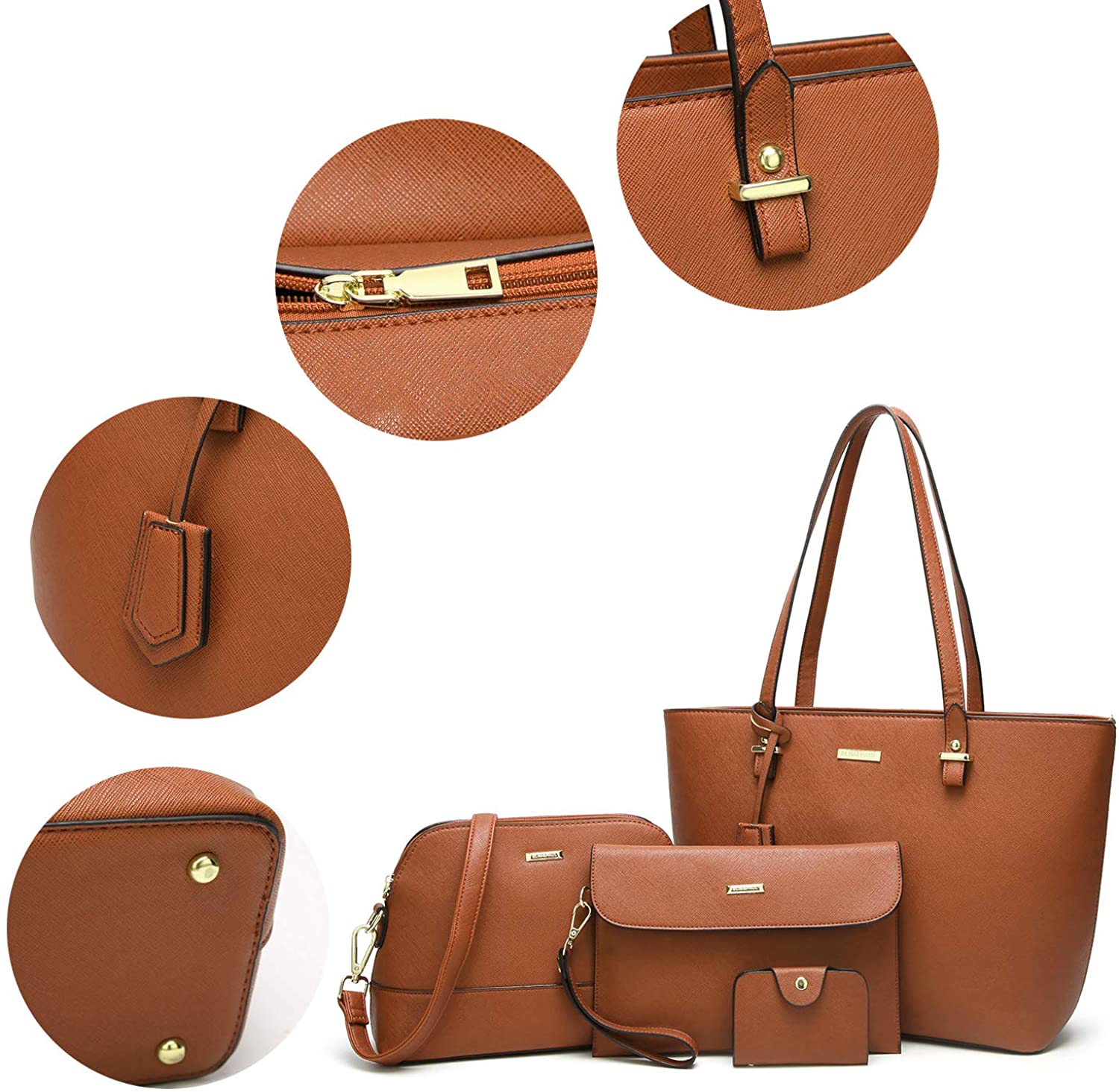 Women Fashion Handbags Wallet Tote Bag Shoulder Bag Top Handle Satchel Purse Set 4pcs