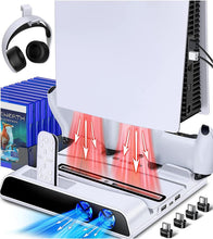 
                        
                          Load image into Gallery viewer, PS5 Accessories Stand Cooling Fan, PS5 Stand with Cooling Fan And Controller Charger Station for Playstation 5 Console - JOY2ESpree
                        
                      
