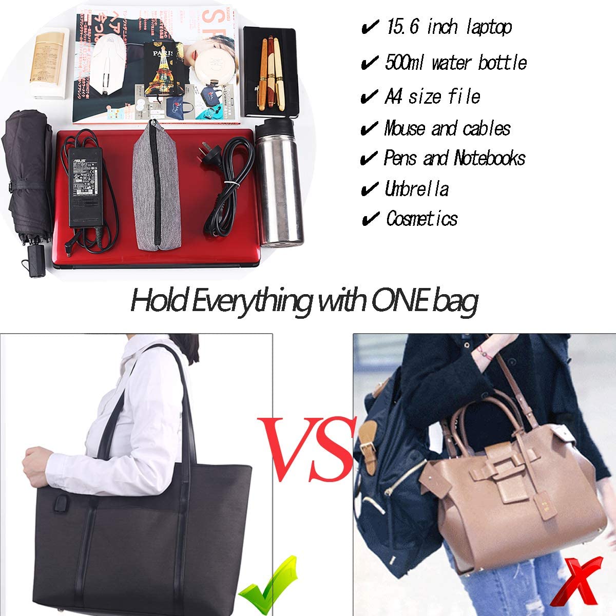 Laptop Tote Purse Large, Business Women Work Bag Teacher Tote Bag Many Pockets