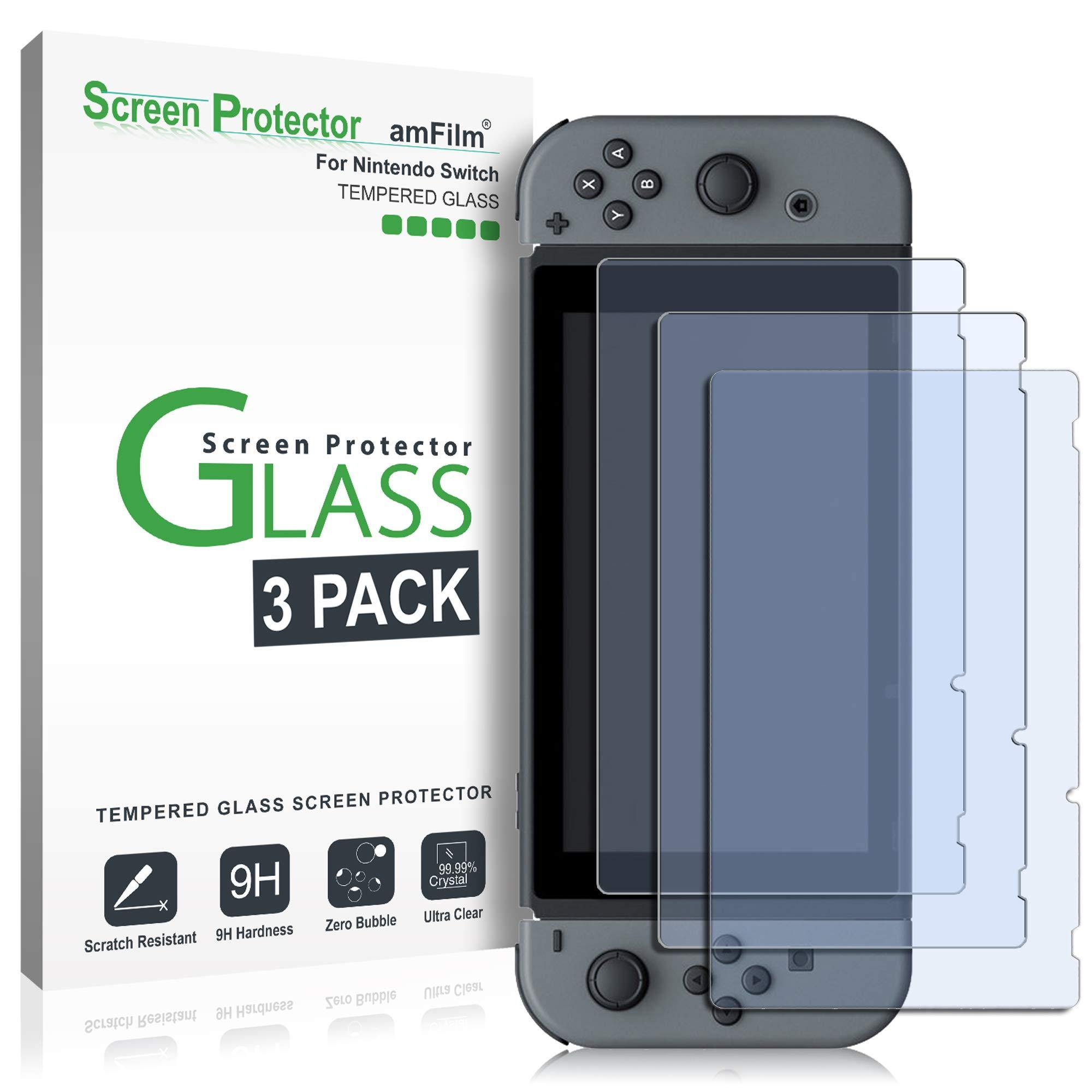 amFilm Tempered Glass Screen Protector for Nintendo Switch 2017 (3-Pack) - JOY2ESpree