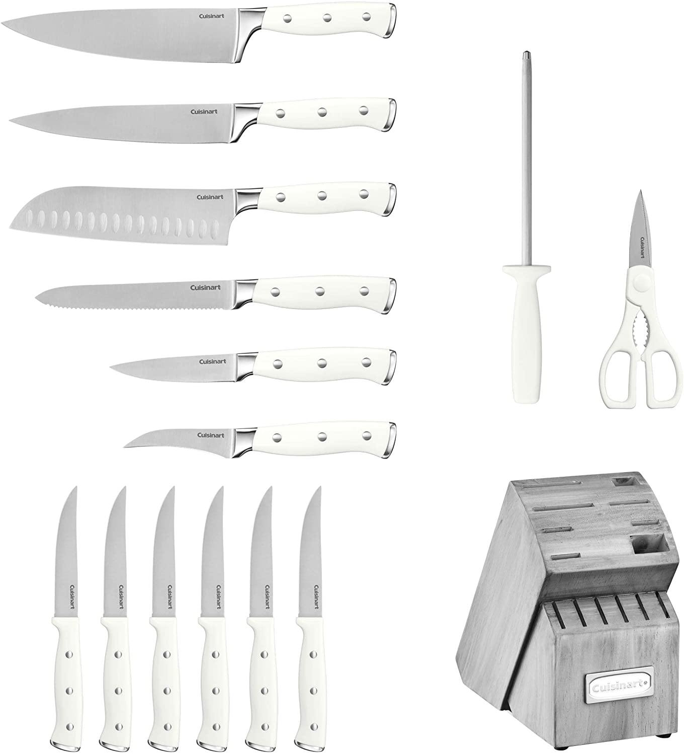 Cuisinart C77WTR-15P Classic Forged Triple Rivet, 15 Piece Set, White - JOY2ESpree