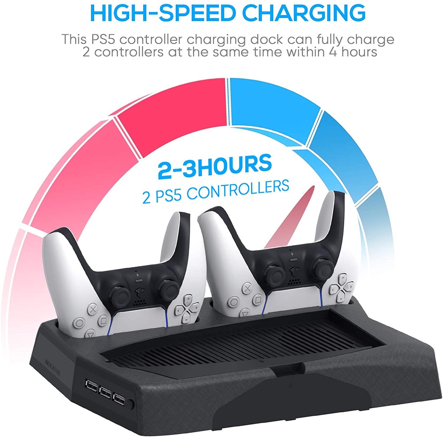 Vertical Stand for Playstation 5 with Cooling Fan Charging Station - JOY2ESpree