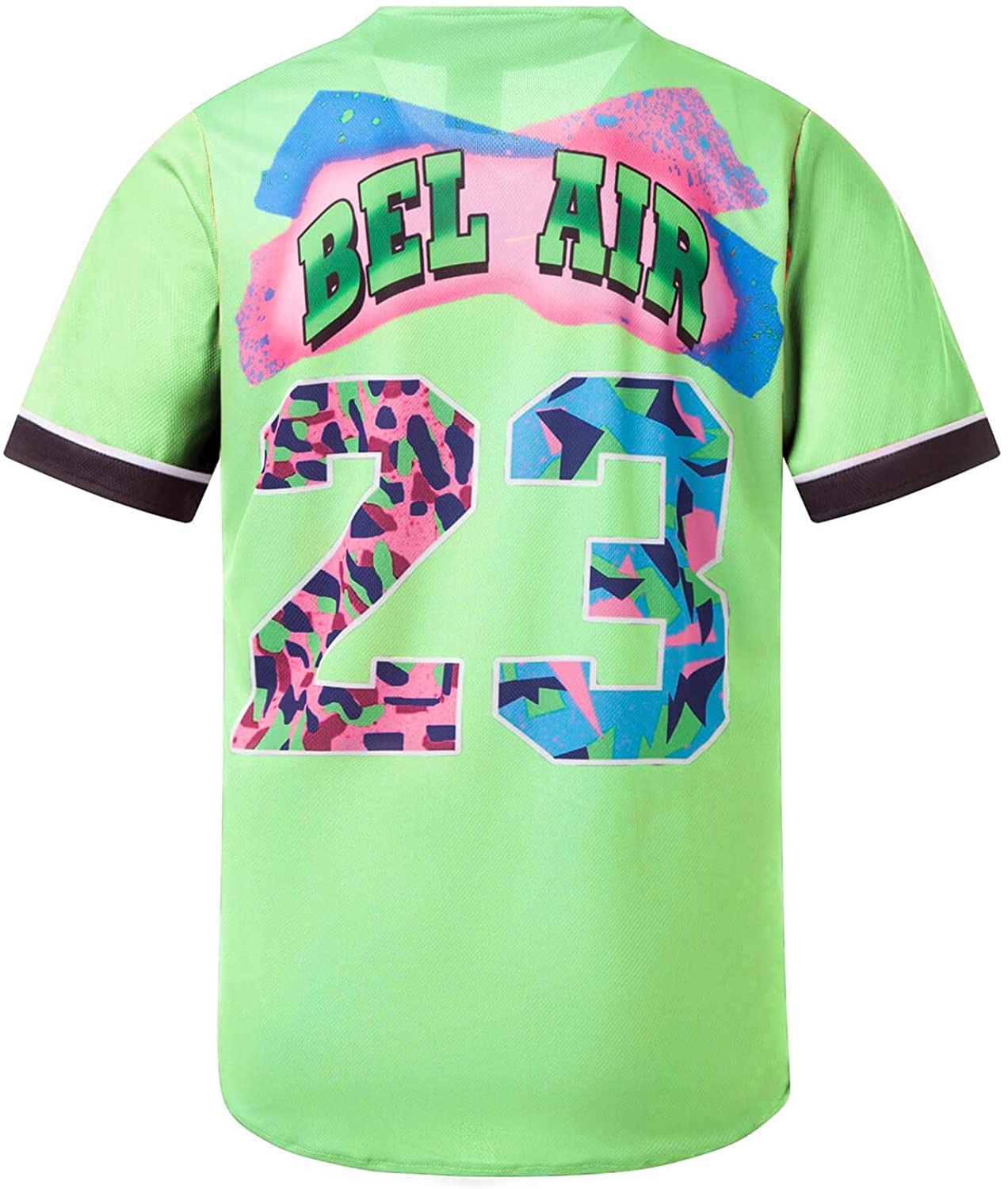 MOLPE 90s Hip Hop Clothing for Men and Women, Unisex Bel Air 23 Baseball Jersey, Mens Printed Urban Shirts for Party