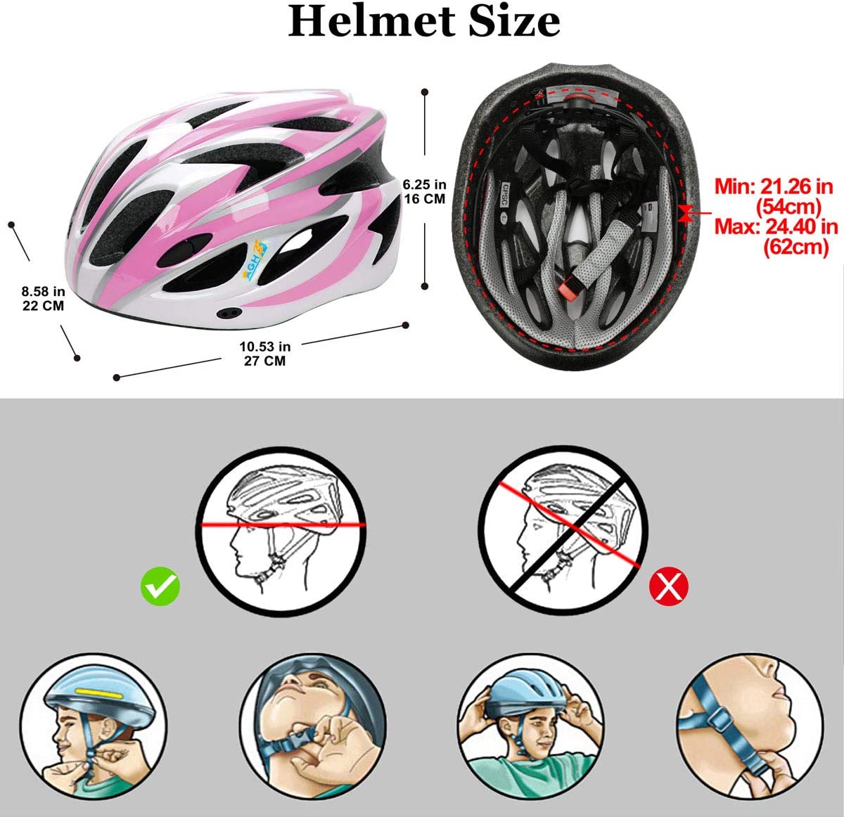 AGH Adult Adjustable Helmet,CPSC Certified for Mountain Road Bicycle Helmet with Detachable Visor for Men Women