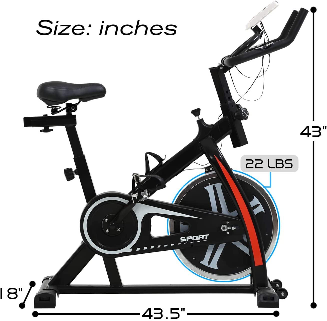 HCB Exercise Bike Indoor Cycling Bike Stationary Bike with Adjustable Seat and Resistance, Comfortable Seat Cushion Cycle Bike for Home Cardio Workout - JOY2ESpree