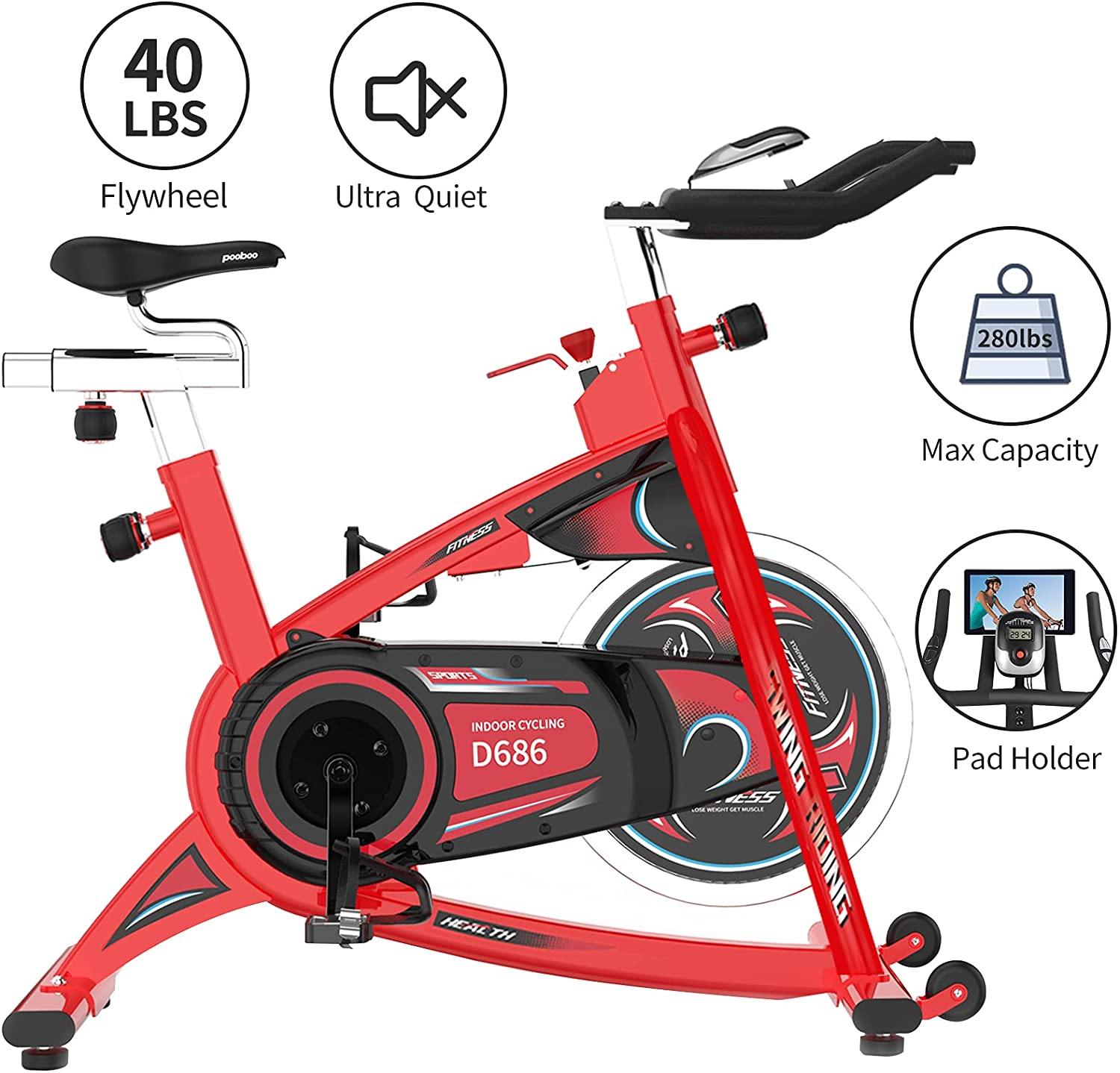 pooboo Exercise Bike Indoor, Belt Drive Cycling Bike Stationary - JOY2ESpree