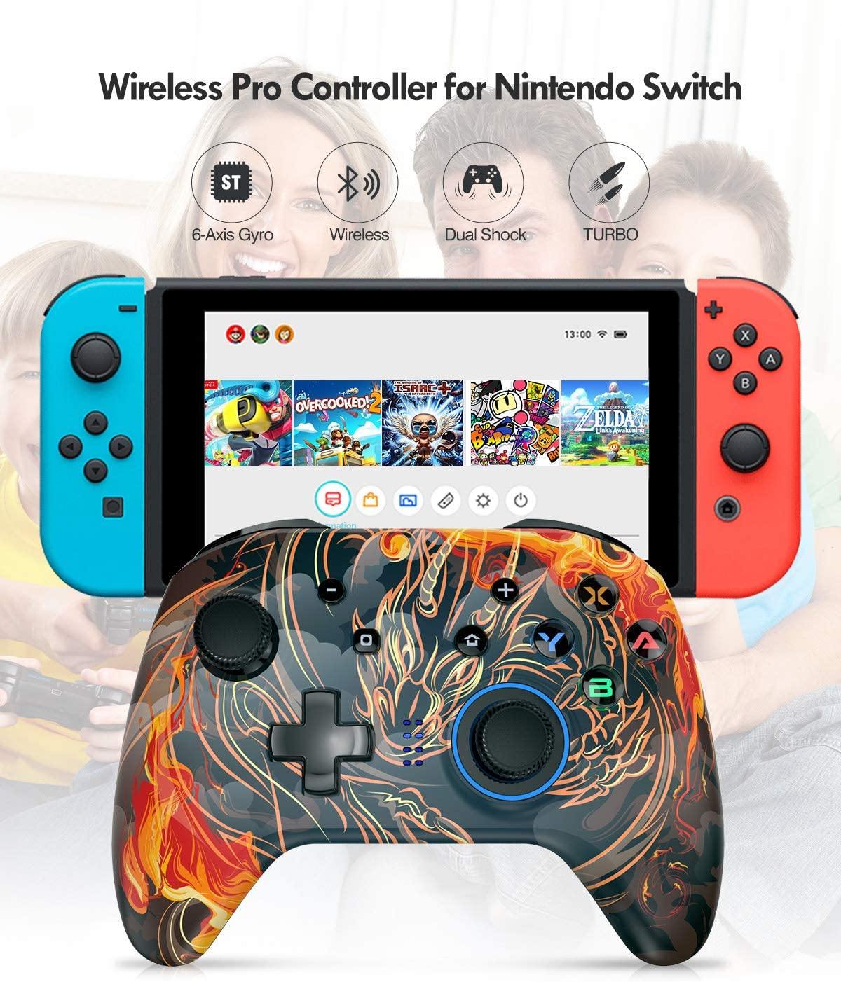 Wireless Controller for Nintendo Switch, Gamepad Joystick with Dual Vibration and Turbo for Switch, Pro, Windows XP/10/7/8/8.5 - JOY2ESpree