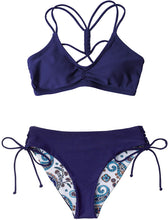 
                        
                          Load image into Gallery viewer, CUPSHE Women's Back Braided Straps Reversible Bottom Strappy Lace Up Bikini Sets
                        
                      