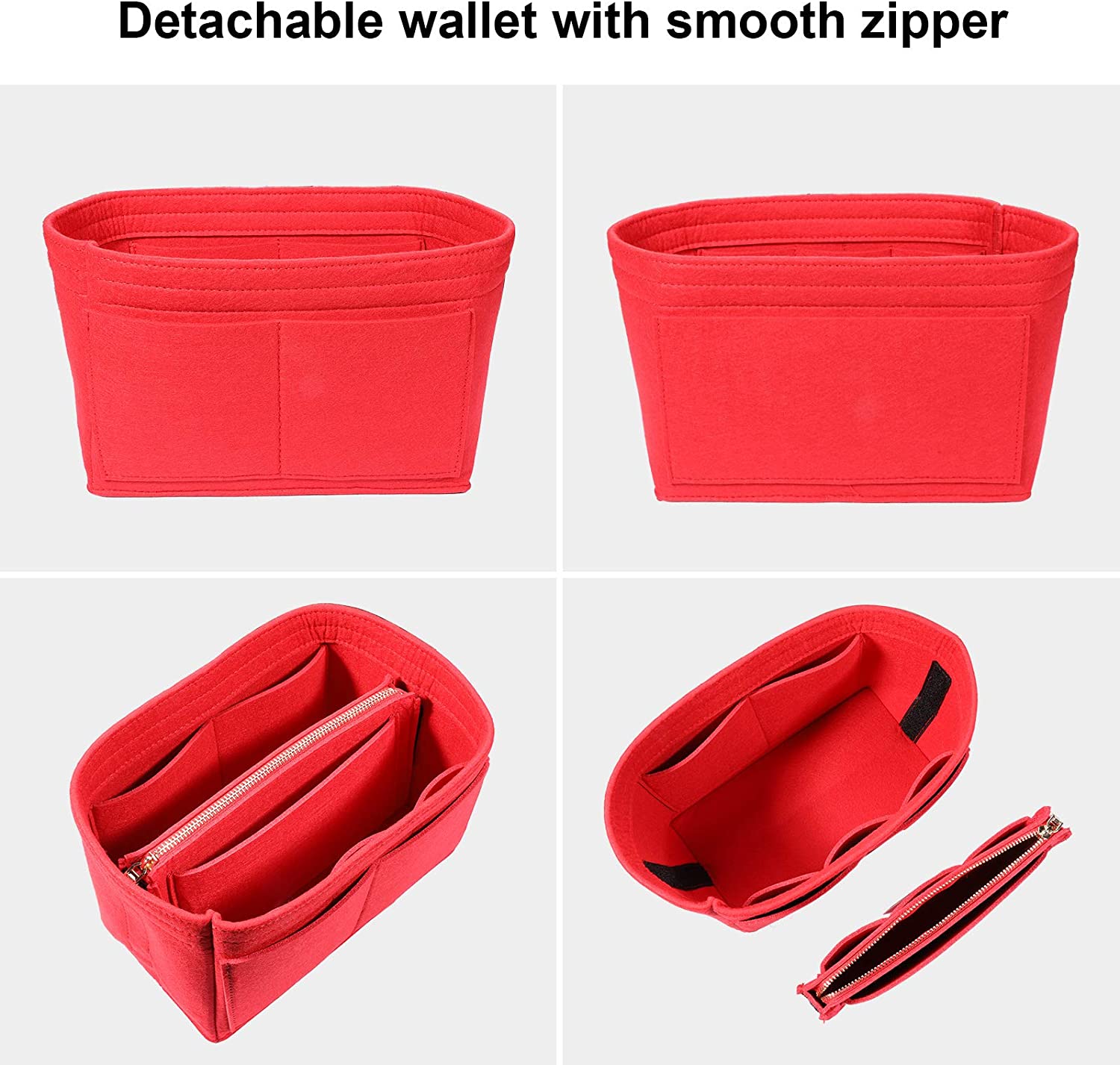 MA STRAP Purse Organizer with Detachable Zipper Pouch Multipurpose Felt Insert Bag Fit Speedy Neverfull Longchamp Tote