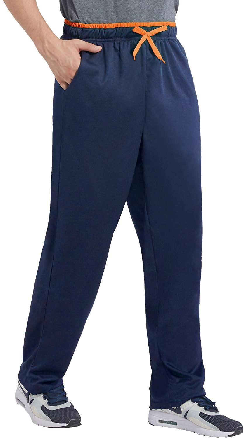 Duuluup Mens Jogger Sweatpants with Pockets Open Bottom Elastic Waist Workout Pants for Training Track Running - JOY2ESpree