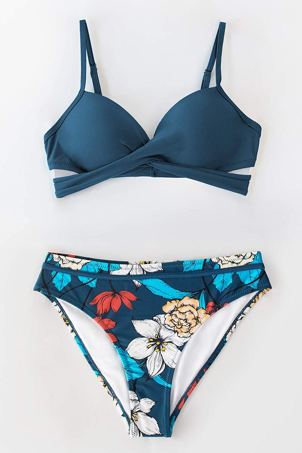 CUPSHE Women's Wrap Top Floral Bottom Bathing Suit Two Piece Sexy Swimsuit