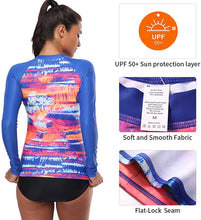 
                        
                          將圖片載入圖庫檢視器 CharmLeaks Women's Long Sleeve Rashguard UPF 50 Sun Protection Swimsuit Top Striped Swim Shirts
                        
                      