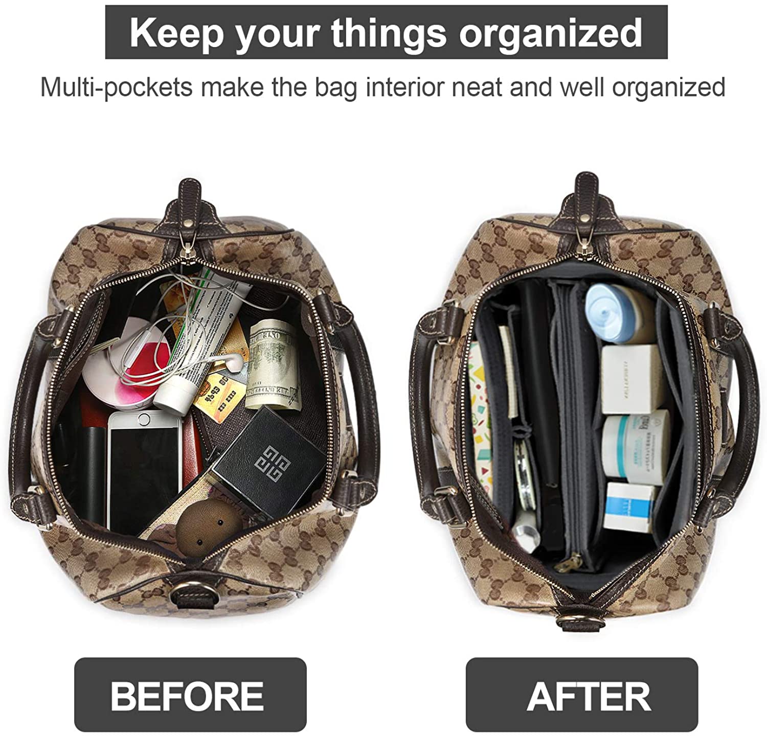 Purse Organizer Insert, Handbag & Tote Organizer, Bag in Bag, Perfect for Speedy Neverfull and More