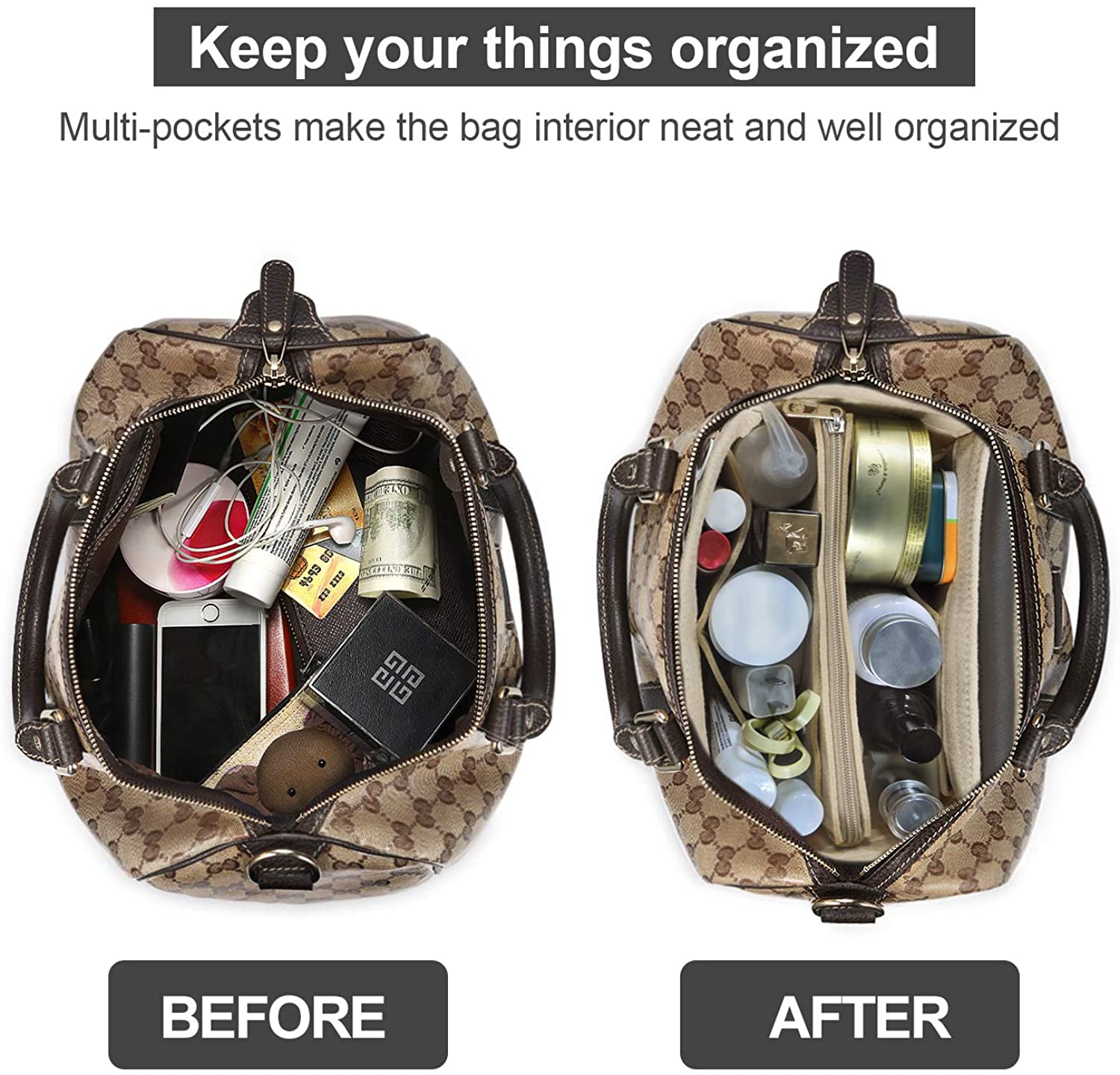 Purse Organizer Insert, Handbag & Tote Organizer, Bag in Bag, Perfect for Speedy Neverfull and More