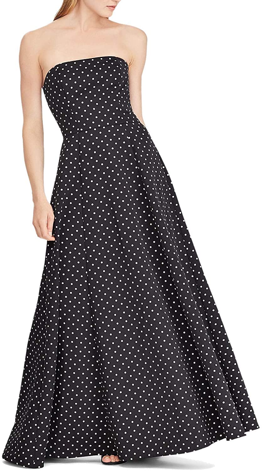LAUREN RALPH LAUREN Womens Taranne Polka-Dot Faille Evening Dress