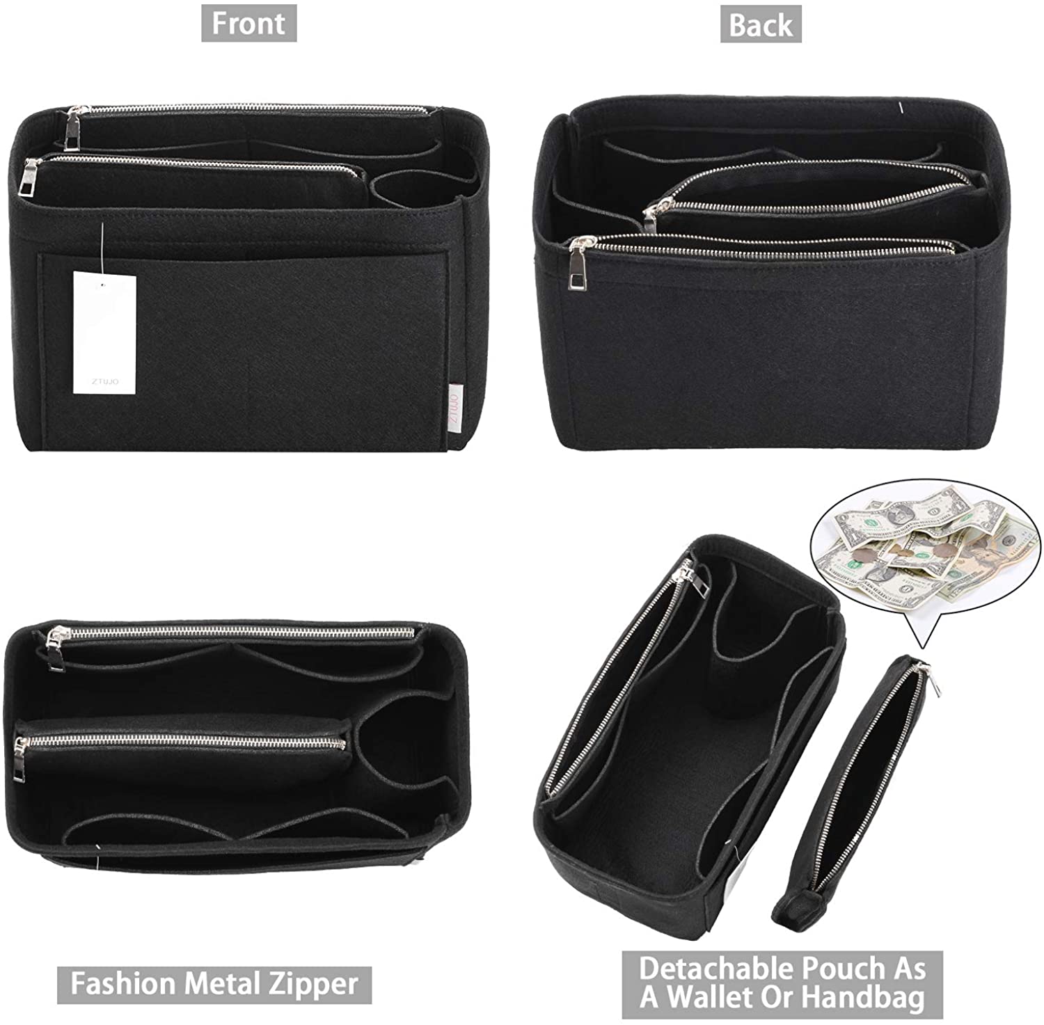 Purse Organizer, Felt Bag Organizer Purse Organizer Insert For LV Speedy, Neverfull, Graceful, Neverfull,Tote, Handbag,Shaper